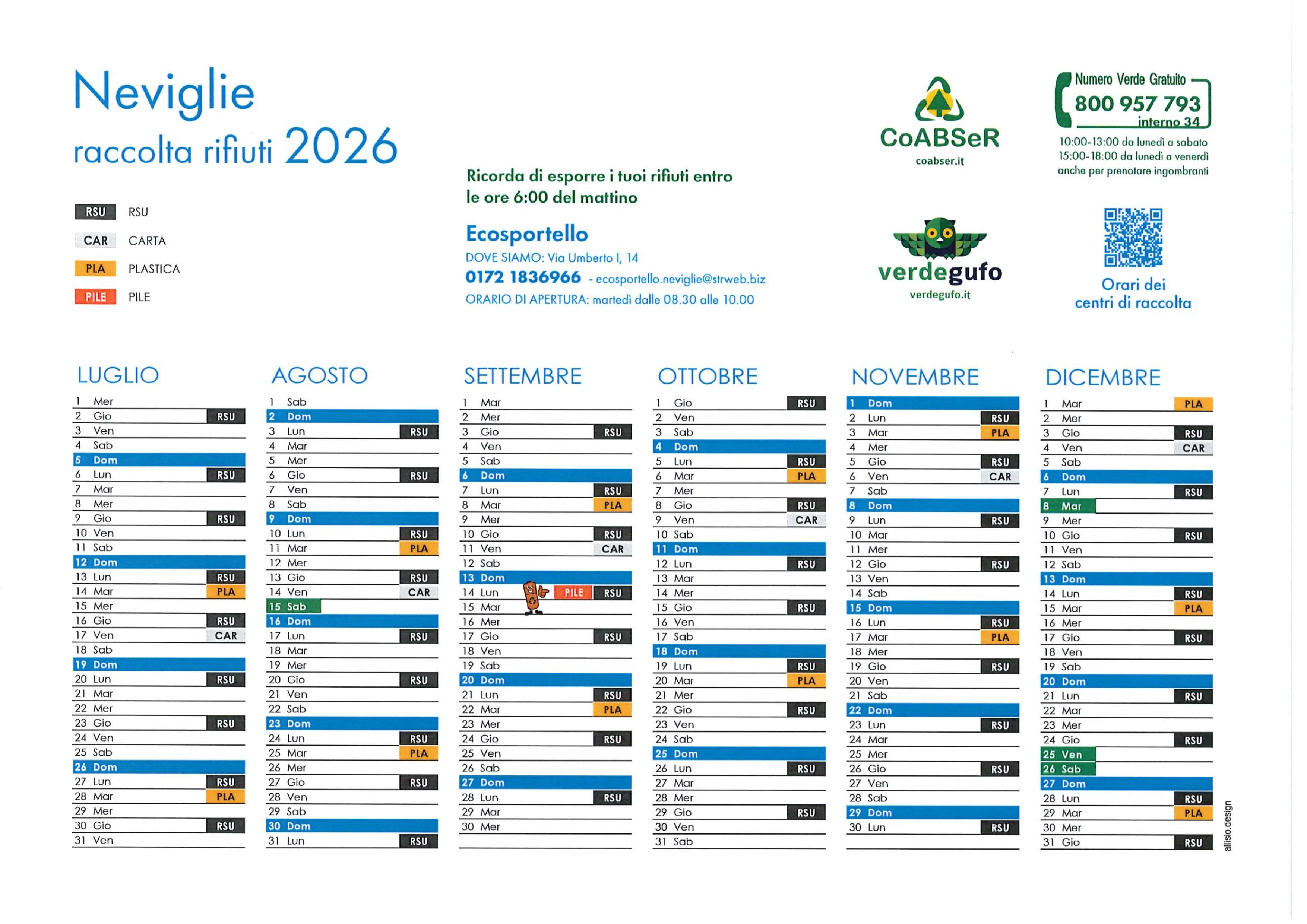 Calendario STR utenze domestiche 2026